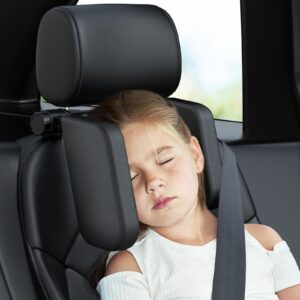 jzcreater car headrest pillow, head neck support pillow, car seat headrest for kids, 180° adjustable u shaped car sleeping pillow cushion for kids adult (black)