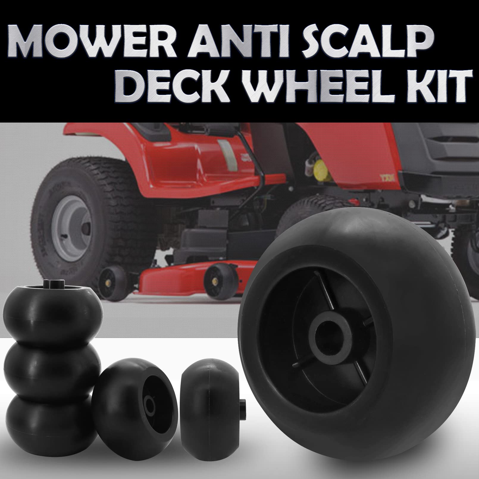 KIPA Mower Anti Scalp Deck Wheel Kit Replace for Bad Boy 022-5234-98 103-3168 103-7263 103-4051 Toro 1-603299 68-2730 Husqvarna 5391026-43 and Many Bore 5/8" Wheel Size 5-2.75 Durable PACK-6