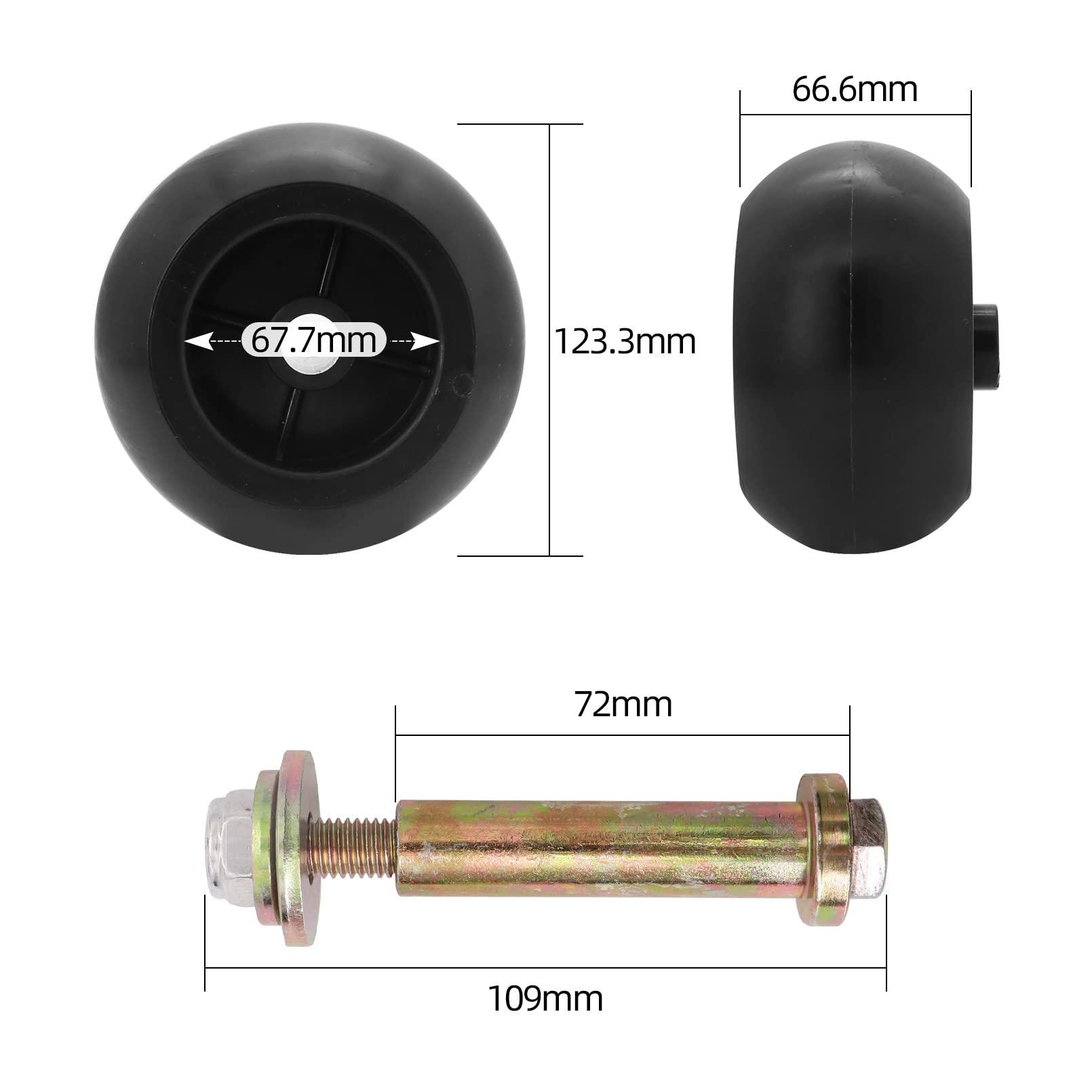 KIPA Mower Anti Scalp Deck Wheel Kit Replace for Bad Boy 022-5234-98 103-3168 103-7263 103-4051 Toro 1-603299 68-2730 Husqvarna 5391026-43 and Many Bore 5/8" Wheel Size 5-2.75 Durable PACK-6