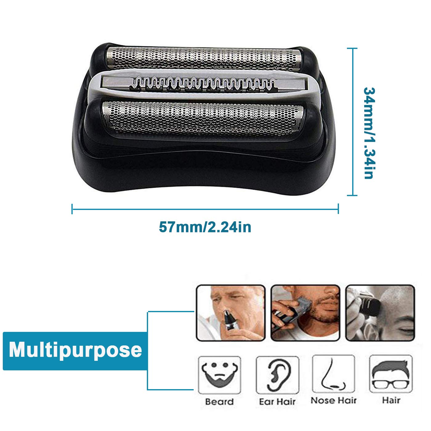 𝟮𝟬𝟮𝟯 𝙐𝙥𝙜𝙧𝙖𝙙𝙚𝙙 32B Shaver Foil Replacement and Cutter for Compatible with Braun Series 3, Shaver Razor Blade Cassette Head Compatible with Braun 320 330 340 350CC 370cc-4 390cc-4 Models