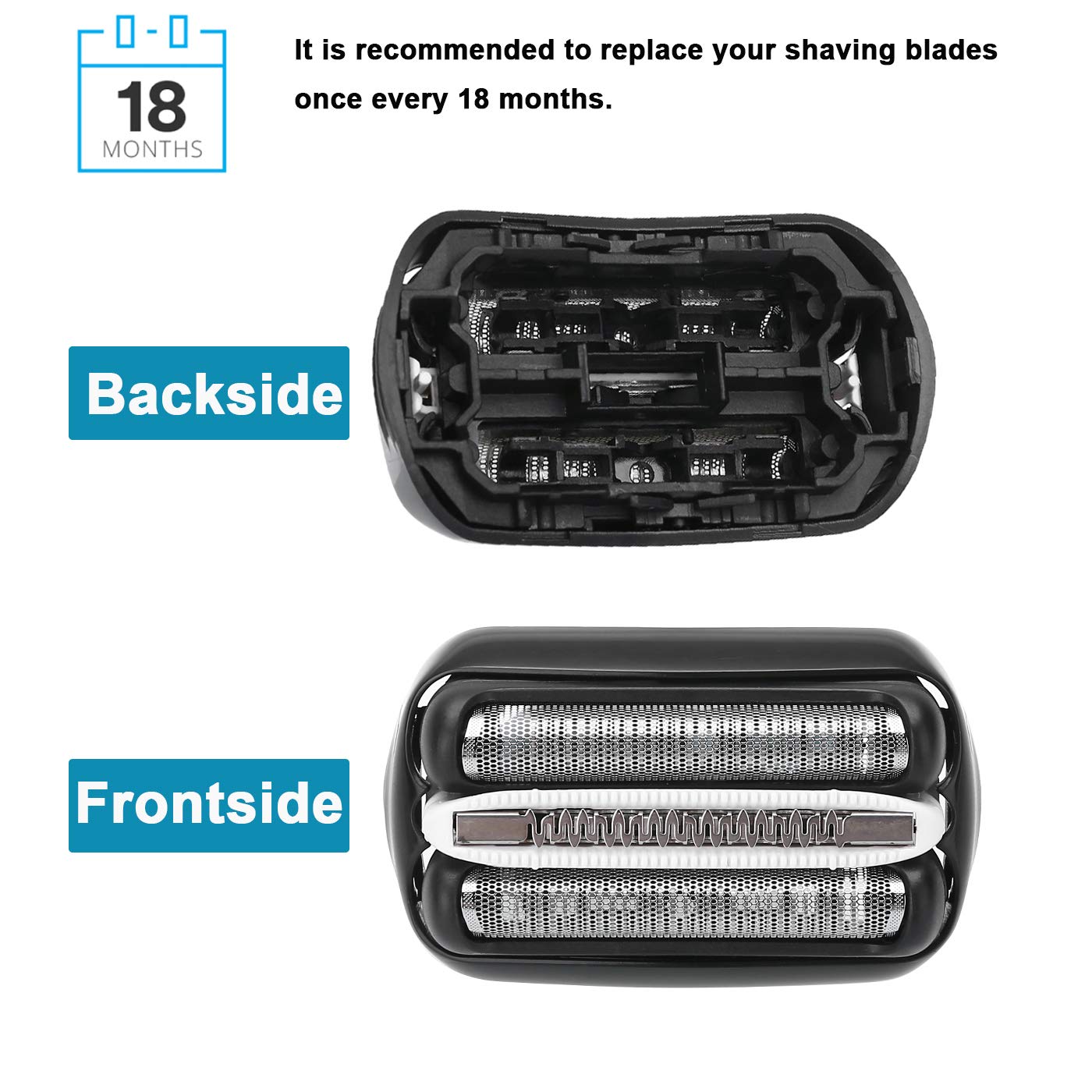 𝟮𝟬𝟮𝟯 𝙐𝙥𝙜𝙧𝙖𝙙𝙚𝙙 32B Shaver Foil Replacement and Cutter for Compatible with Braun Series 3, Shaver Razor Blade Cassette Head Compatible with Braun 320 330 340 350CC 370cc-4 390cc-4 Models