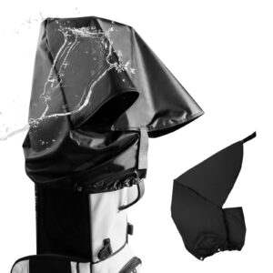 finger ten golf bag rain hood cover pack, black rain cape umbrella for golf cart bags, fit almost all golfbags (rain hood cover)