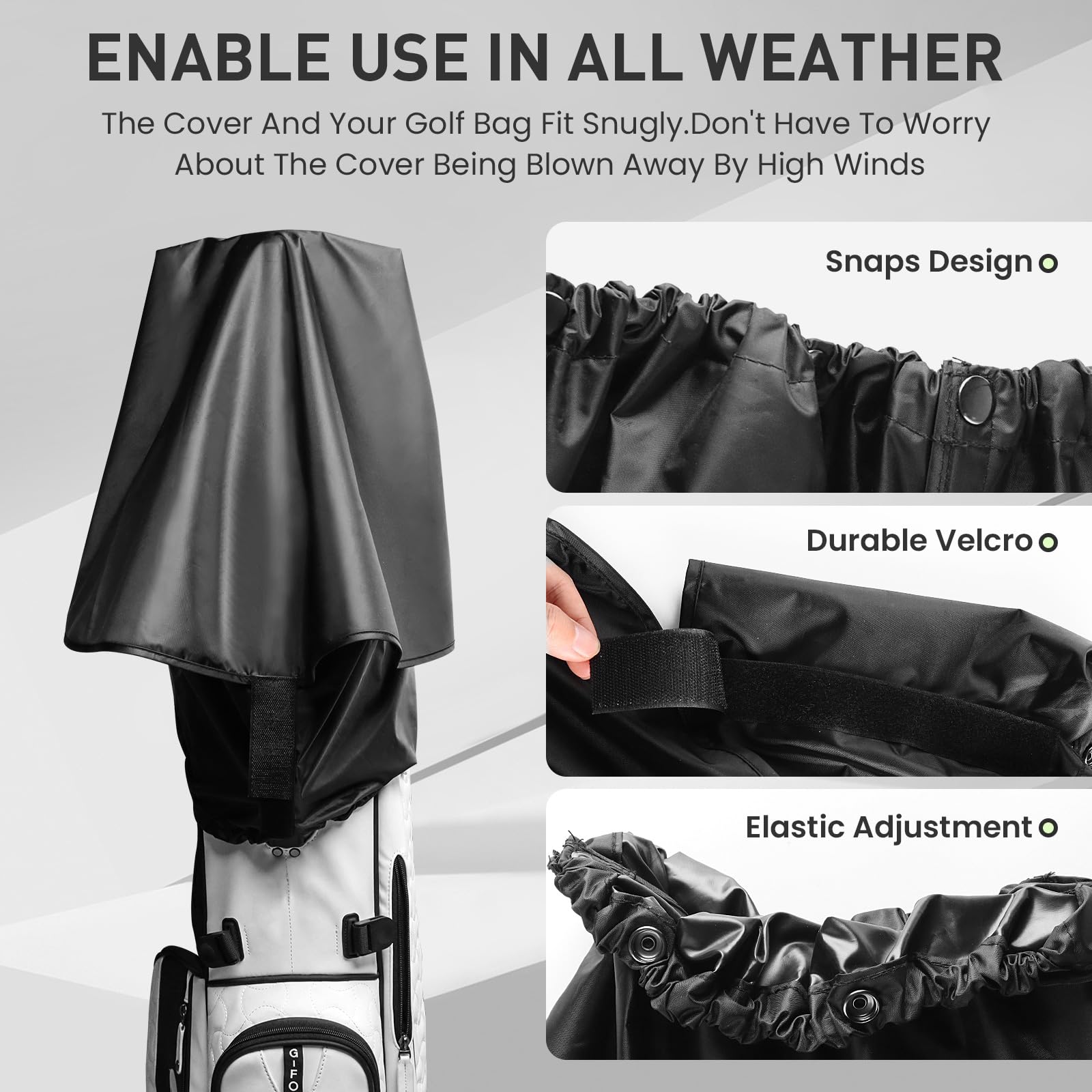 FINGER TEN Golf Bag Rain Hood Cover Pack, Black Rain Cape Umbrella for Golf Cart Bags, Fit Almost All Golfbags (Rain Hood Cover)