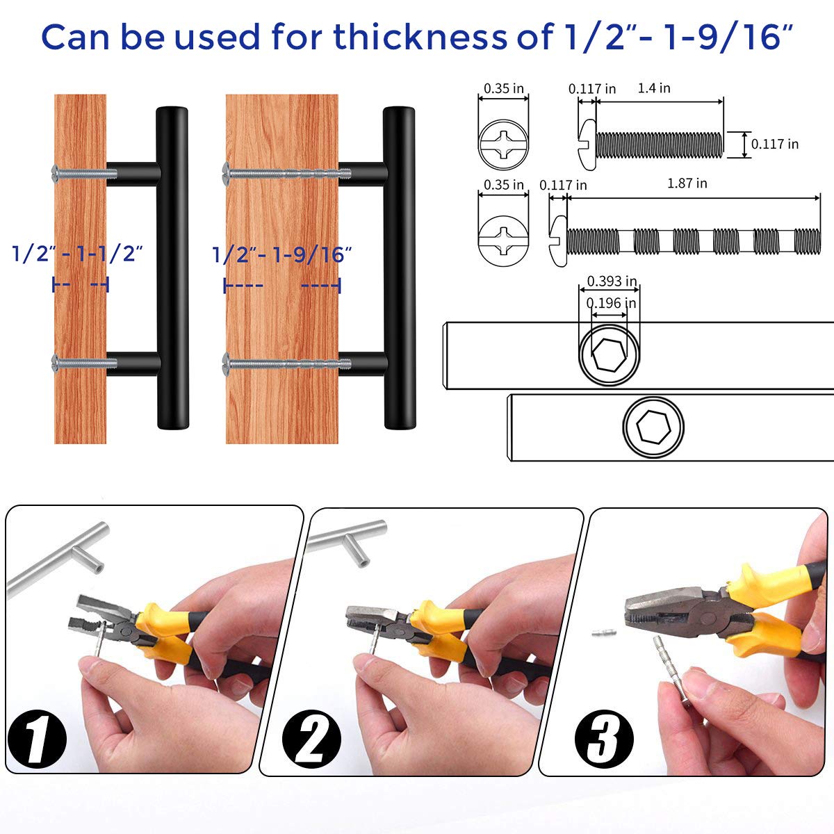 Ravinte 5 Pack 6 inch Cabinet Pulls Matte Black Stainless Steel Kitchen Cupboard Handles Cabinet Handles 3.75” Hole Center