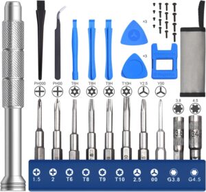 showpin game repair screwdriver kit: 23n1 mini screwdriver set with xbox y00 t6 t8 t9 t10 bit for video game console controller for nintendo switch joycon ps4 ps5 xbox