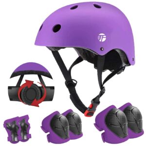 jeefree adjustable kids bike helmet with knee pads elbow pads wrist guards,skateboard helmet for ages 2-3-5-8-14 kids toddler girls boys,multi-sport cycling riding scooter skating helmet