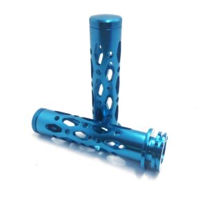 hongk- diamond hollow out 22mm 7/8 inch blue handle bar hand grip compatible with harley-davidson cruiser chopper and japanese motorcycle [p/n: trhb122-a-22]