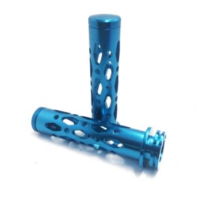 HongK- Diamond Hollow Out 22mm 7/8 inch Blue Handle Bar Hand Grip Compatible with Harley-Davidson Cruiser Chopper and Japanese Motorcycle [P/N: TRHB122-A-22]