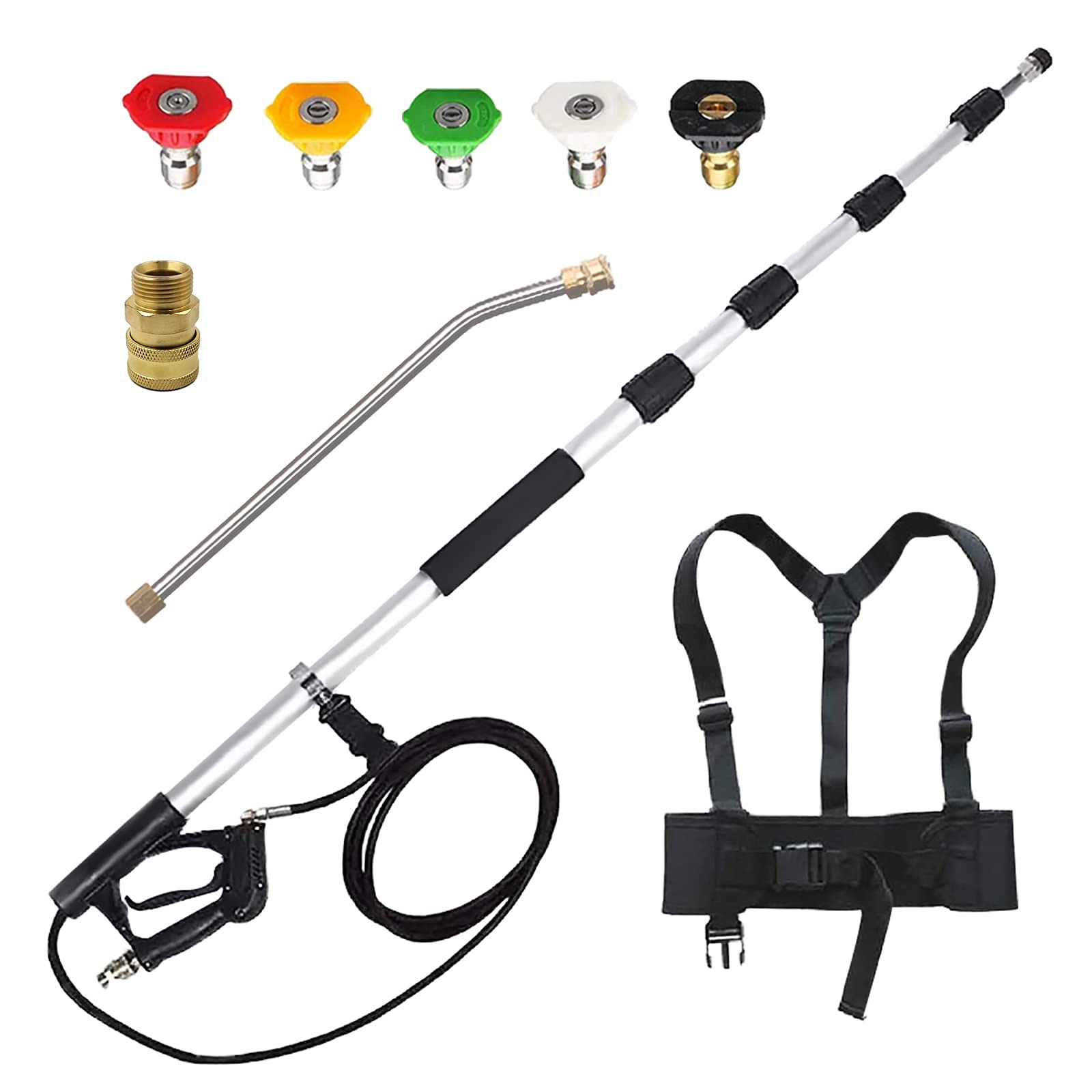 jOYjOB Pressure Washer Telescopic Wand Pressure Washer Extension Wand Power Washer Telescopic Spray Wand with Belt for 4000 PSI Power Washer Extension Lance, 18ft