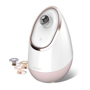 vanity planet aira ionic facial steamer (rose gold) - pore cleaner that detoxifies, cleanses and moisturizes - adjustable nozzle, water tank with 3 essential oil baskets