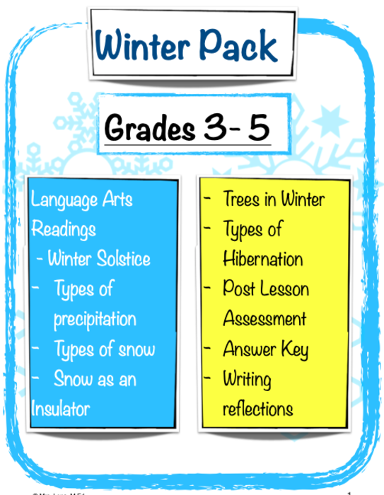 Winter Reading Pack - Science Reading Comprehension Pack
