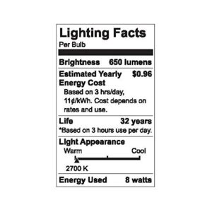 LED RetroFit Bulb, Warm White, 650 Lumens, 8-Watt, 3-Pk.