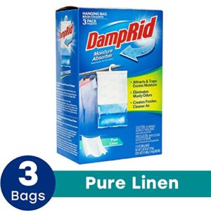 DampRid Pure Linen Hanging Moisture Absorber, 3 Pack, For Fresher, Cleaner Air in Closets