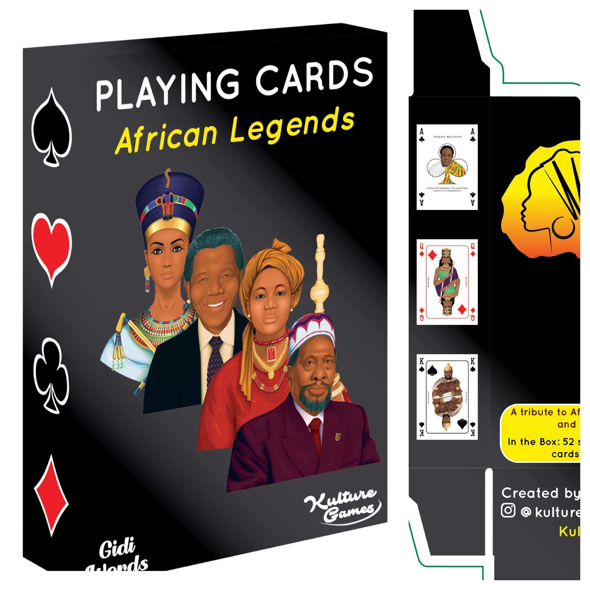 Kulture Games Playing Cards: African Legends - African Playing Cards - Trivia Party Game for Adults & Family Game Night - Black History Playing Cards – Inspirational African Legends Trivia Card Game