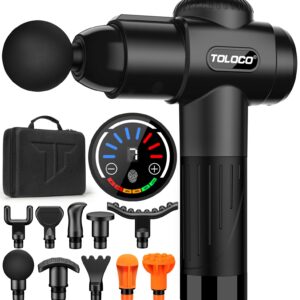 TOLOCO Massage Gun, Father Day Gifts, Deep Tissue Back Massage for Athletes for Pain Relief, Percussion Massager with 10 Massages Heads & Silent Brushless Motor, Relax Gifts for Dad/Mom, Black