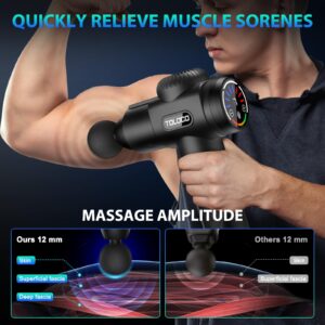 TOLOCO Massage Gun, Father Day Gifts, Deep Tissue Back Massage for Athletes for Pain Relief, Percussion Massager with 10 Massages Heads & Silent Brushless Motor, Relax Gifts for Dad/Mom, Black