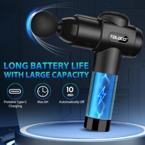 TOLOCO Massage Gun, Father Day Gifts, Deep Tissue Back Massage for Athletes for Pain Relief, Percussion Massager with 10 Massages Heads & Silent Brushless Motor, Relax Gifts for Dad/Mom, Black