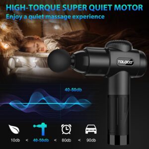 TOLOCO Massage Gun, Father Day Gifts, Deep Tissue Back Massage for Athletes for Pain Relief, Percussion Massager with 10 Massages Heads & Silent Brushless Motor, Relax Gifts for Dad/Mom, Black