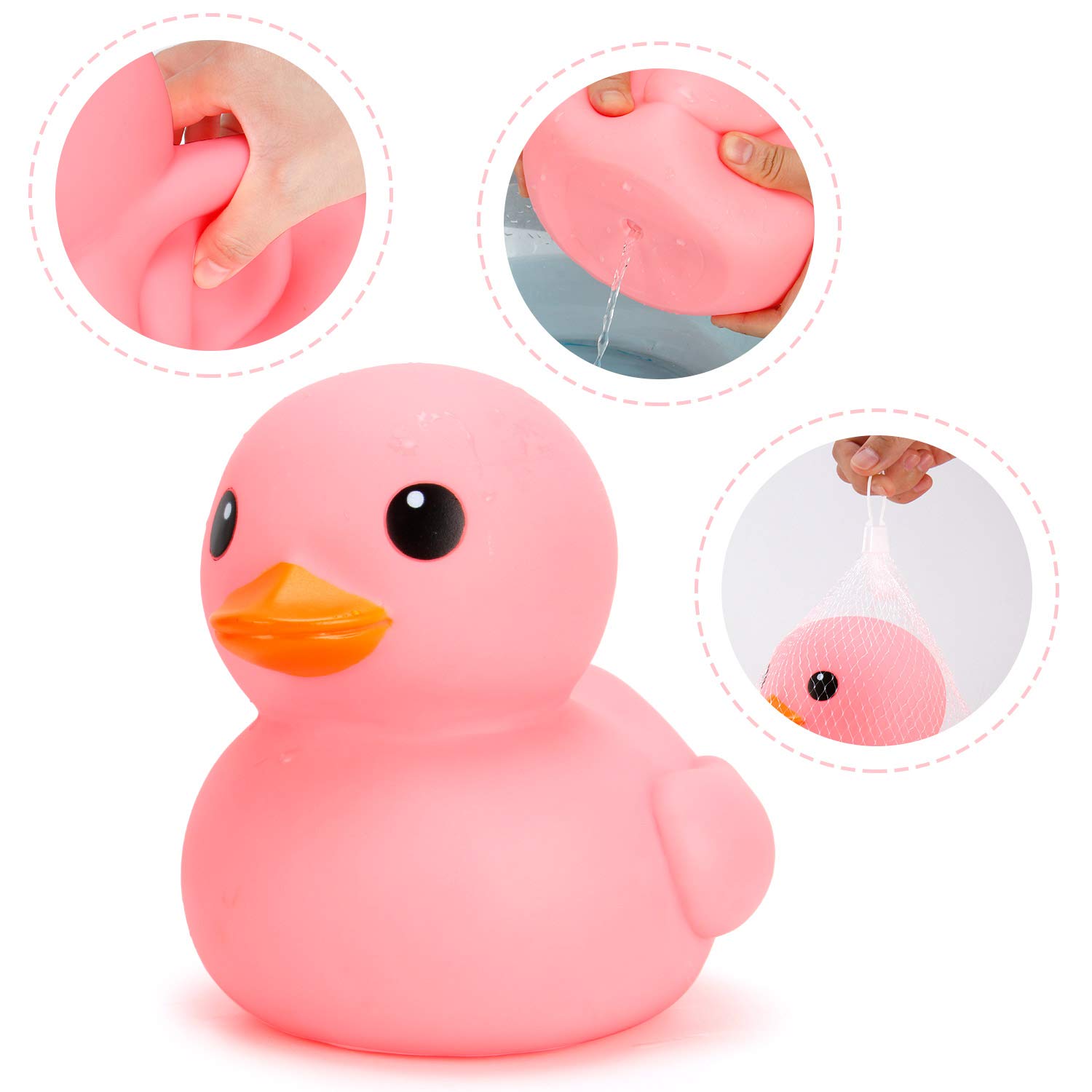 Jumbo Rubber Duck Bath Toy - Giant Ducks Big Duckie Baby Shower Birthday Party Favors 8-Inches (Pink)