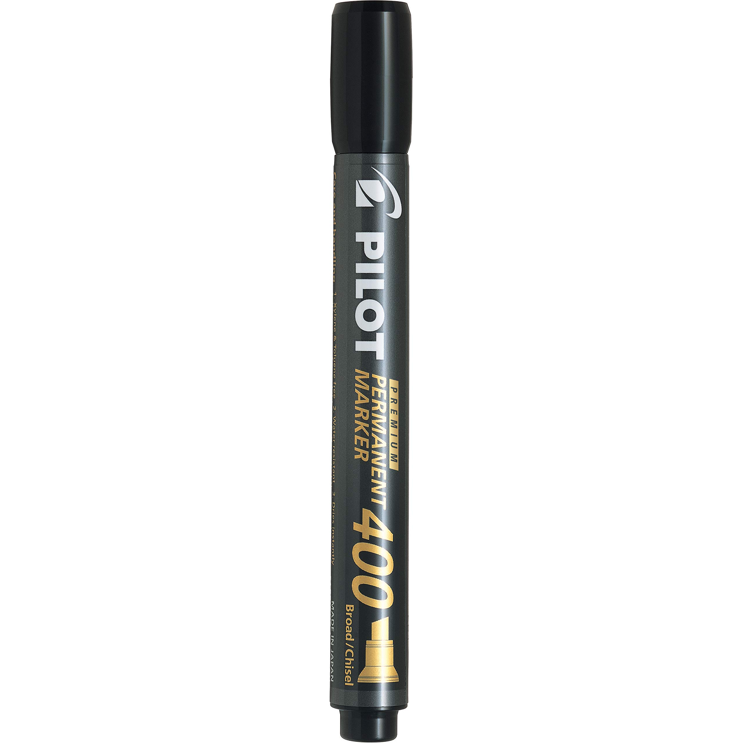 PILOT Premium 400 Permanent Markers, Broad Point Chisel Tip, Black Ink, Box of 12 (SA4-BLK)