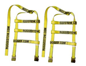 ruggedtow 2x usa car basket straps adjustable tow dolly demco wheel net set flat hook standard wheels fits (14-20 inches, yellow) domestic