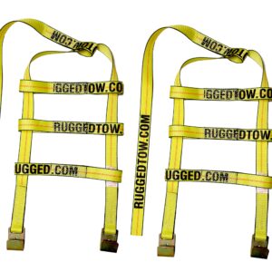 RuggedTow 2X USA Car Basket Straps Adjustable Tow Dolly DEMCO Wheel Net Set Flat Hook Standard Wheels Fits (14-20 Inches, Yellow) Domestic