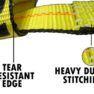 RuggedTow 2X USA Car Basket Straps Adjustable Tow Dolly DEMCO Wheel Net Set Flat Hook Standard Wheels Fits (14-20 Inches, Yellow) Domestic