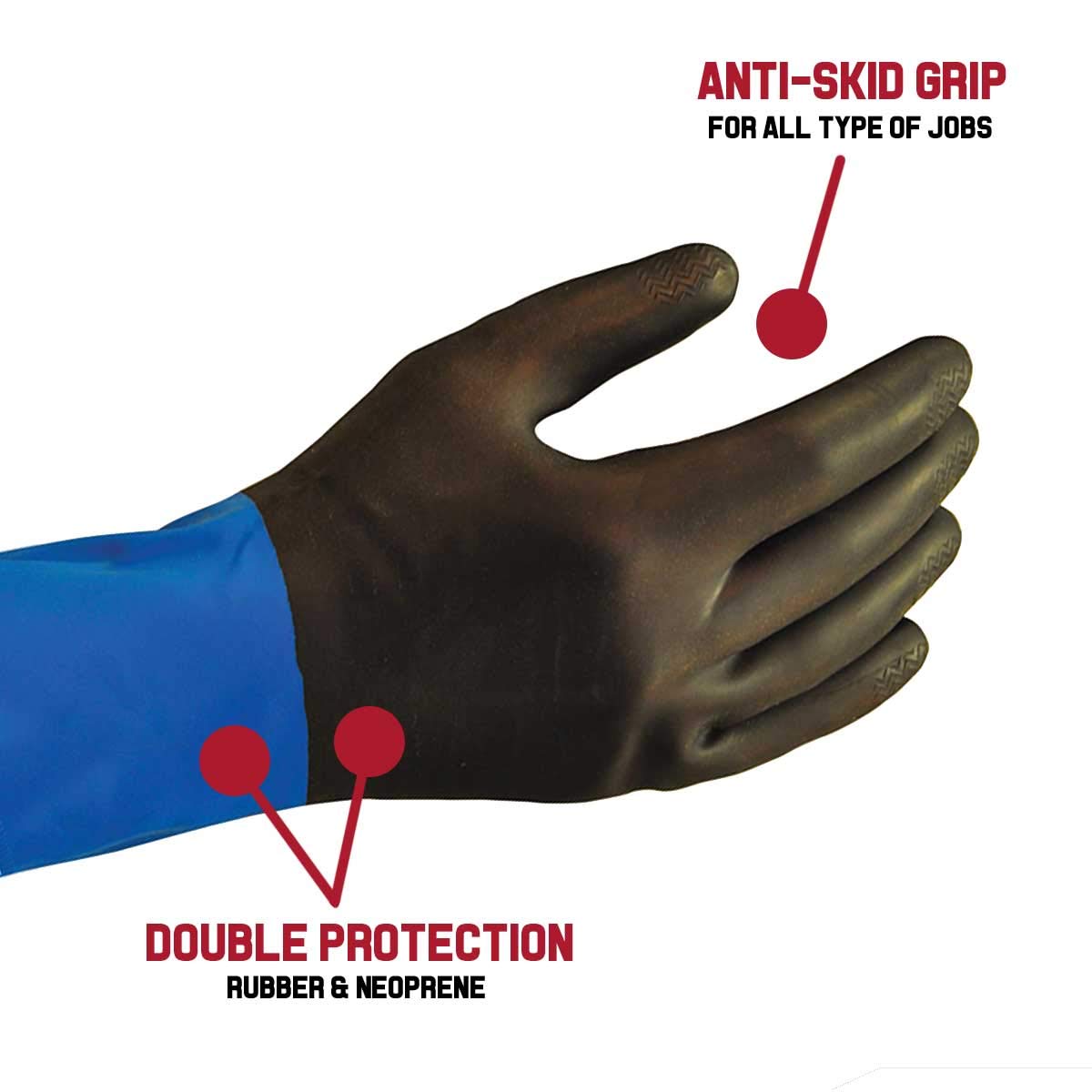 D SUPER REMOVER SINCE 1979 Neoprene, Chemical Resistant Gloves, Industrial Strength, Stripping and Painting Gloves, Durable & Reusable with Anti-Slip Grip - 1 Pair (Medium)