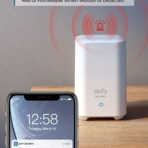 Motion Sensor, eufy Security Home Alarm System, 100° Coverage, 30 ft Detection Range, 2-Year Battery Life, Adjustable Sensitivity, HomeBase Required, Optional 24/7 Protection Service, Home Security