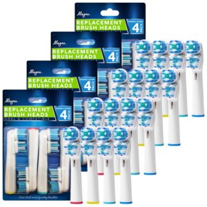 replacement brush heads compatible with oral b- double clean design, pack of 16 generic electric toothbrush replacement heads- fits oralb pro 7000, 1000, 8000, 9000, 1500, 5000, kids, vitality & more!