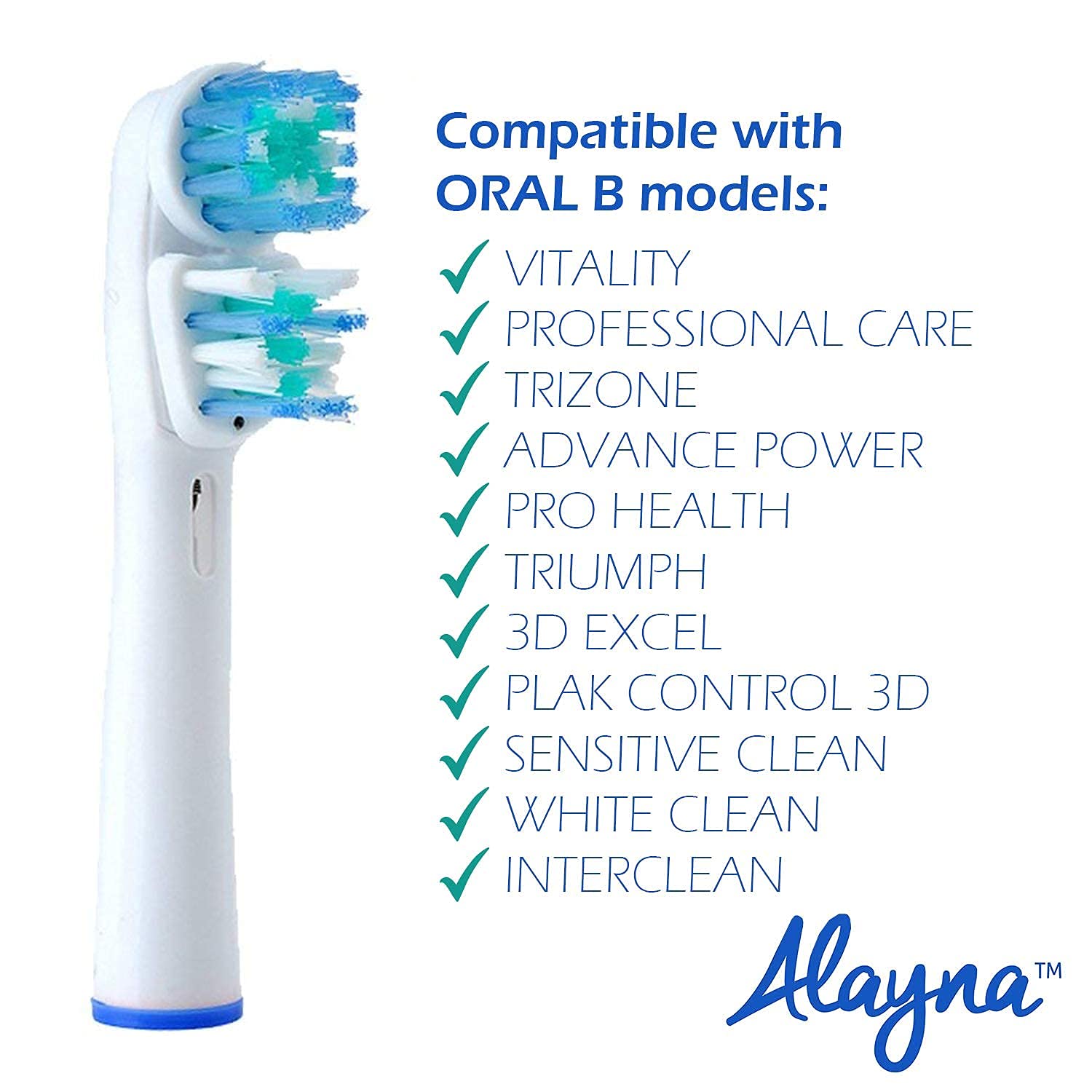 Replacement Brush Heads Compatible With Oral B- Double Clean Design, Pack of 16 Generic Electric Toothbrush Replacement Heads- Fits Oralb Pro 7000, 1000, 8000, 9000, 1500, 5000, Kids, Vitality & More!