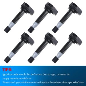 JDMON Ignition Coils Compatible with Honda Accord Odyssey Pilot Ridgeline Acura MDX TL RL CL 3.0L 3.2L 3.5L V6 1999-2009-Replaces OEM Part #30520P8EA01 30520P8FA01 30520RCAA02 Pack of 6