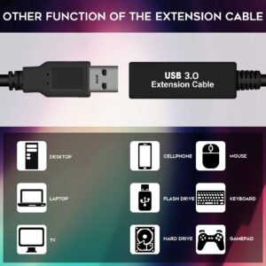 Orzero (1 Set) Total 8M, 26Ft USB Stable Data Cable Compatible for Quest 3, Quest, Quest 2 Link Steam VR, Extension Cable(5M) with Relay Amplifier Chip and USB 3.2 Gen 1 Cable(3M)