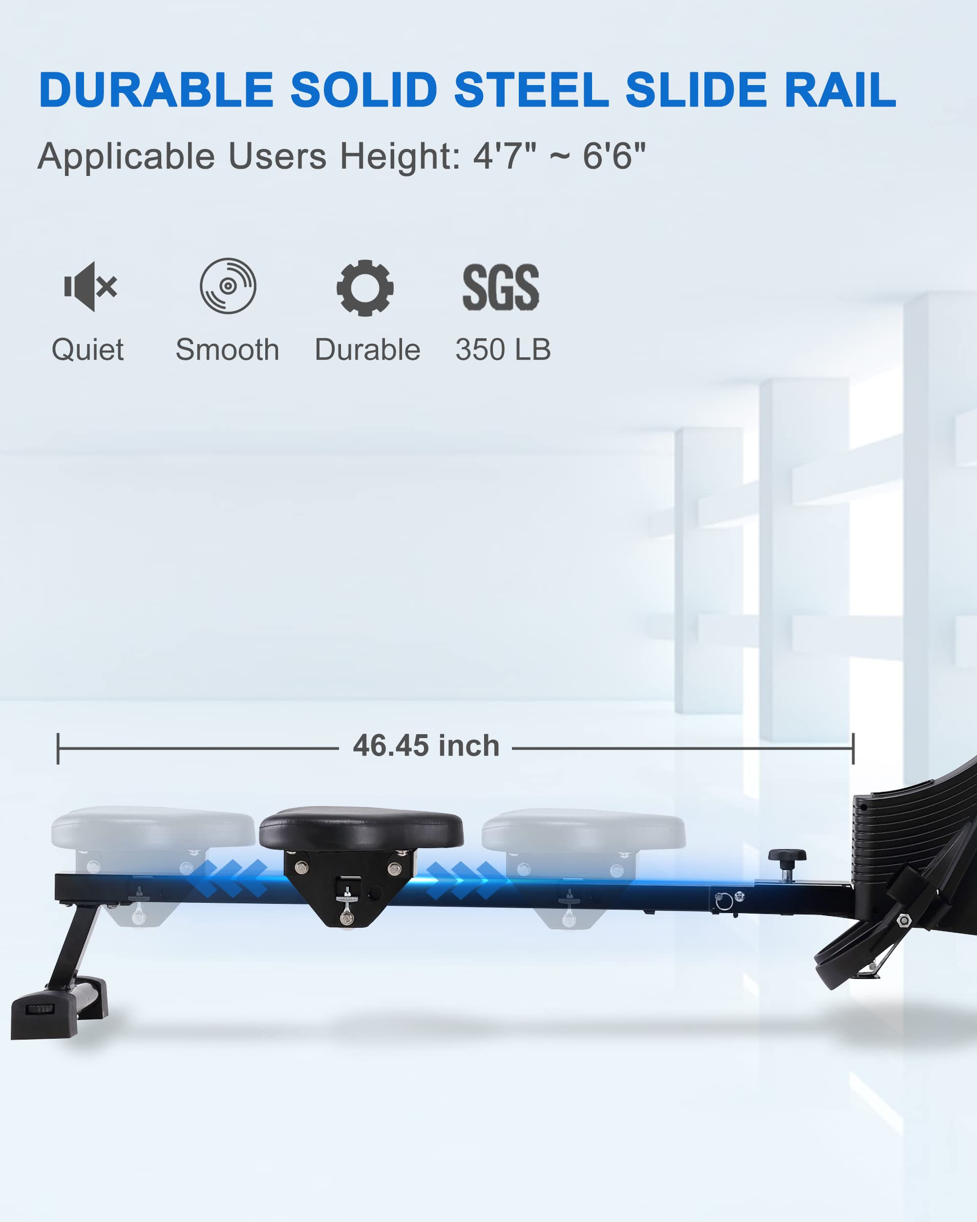 ECHANFIT Rowing Machine Folding Rower with 16 Levels Magnetic Resistance and Adjustable Console Angle for Home Use