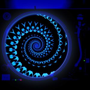 spade spiral - dj turntable slipmat 12 inch glow (glows under black light)