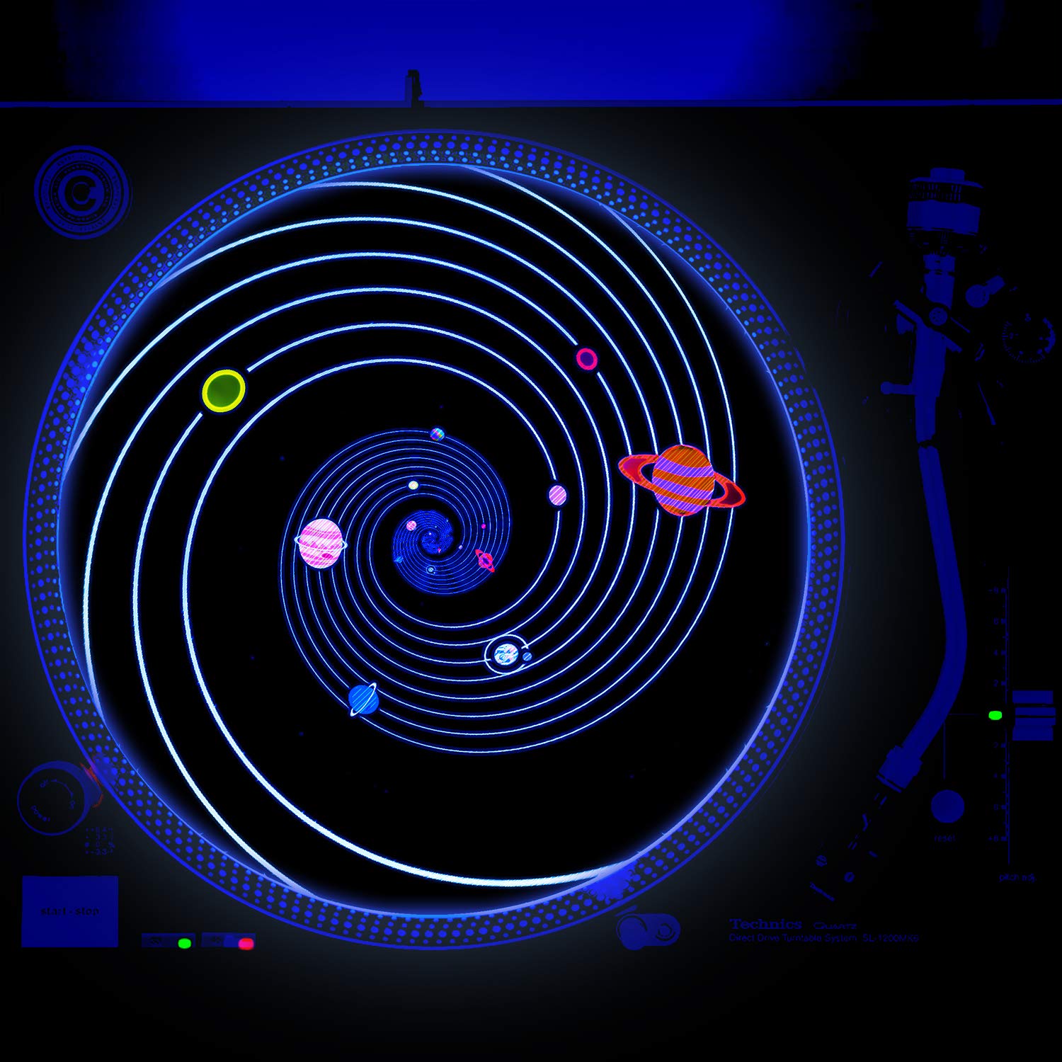 Galactic Galaxy - DJ Turntable Slipmat 12 inch GLOW (glows under black light)