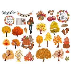 seasonstorm gold autumn trees aesthetic diary travel journal paper stickers scrapbooking stationery school office art supplies