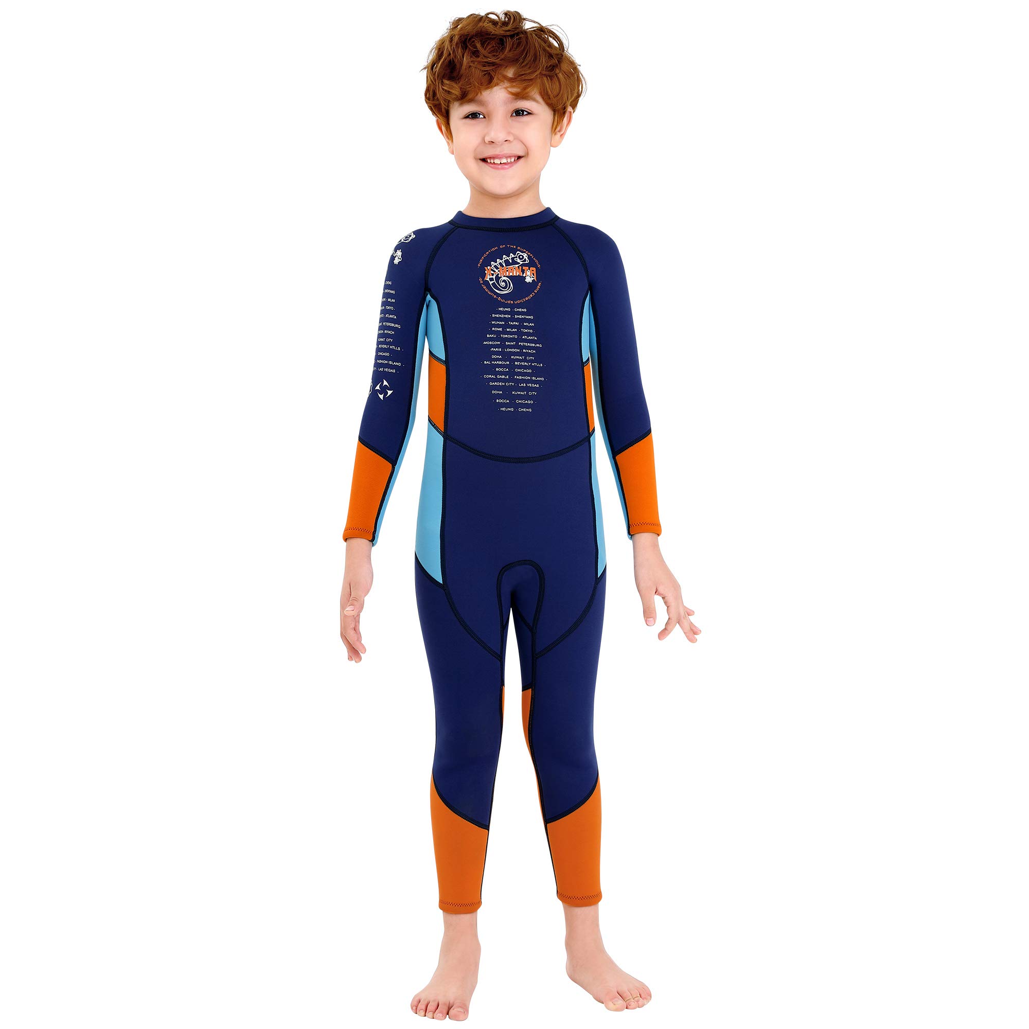 TENMET Boys Kids 2.5mm Neoprene Keep Warm Wetsuit UV Protection Swimsuits Long Sleeves Diving Suits Size 4