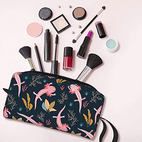 Axolotl Large Makeup Bag Adorable Travel Cosmetic Toiletry Organizer Case for Women