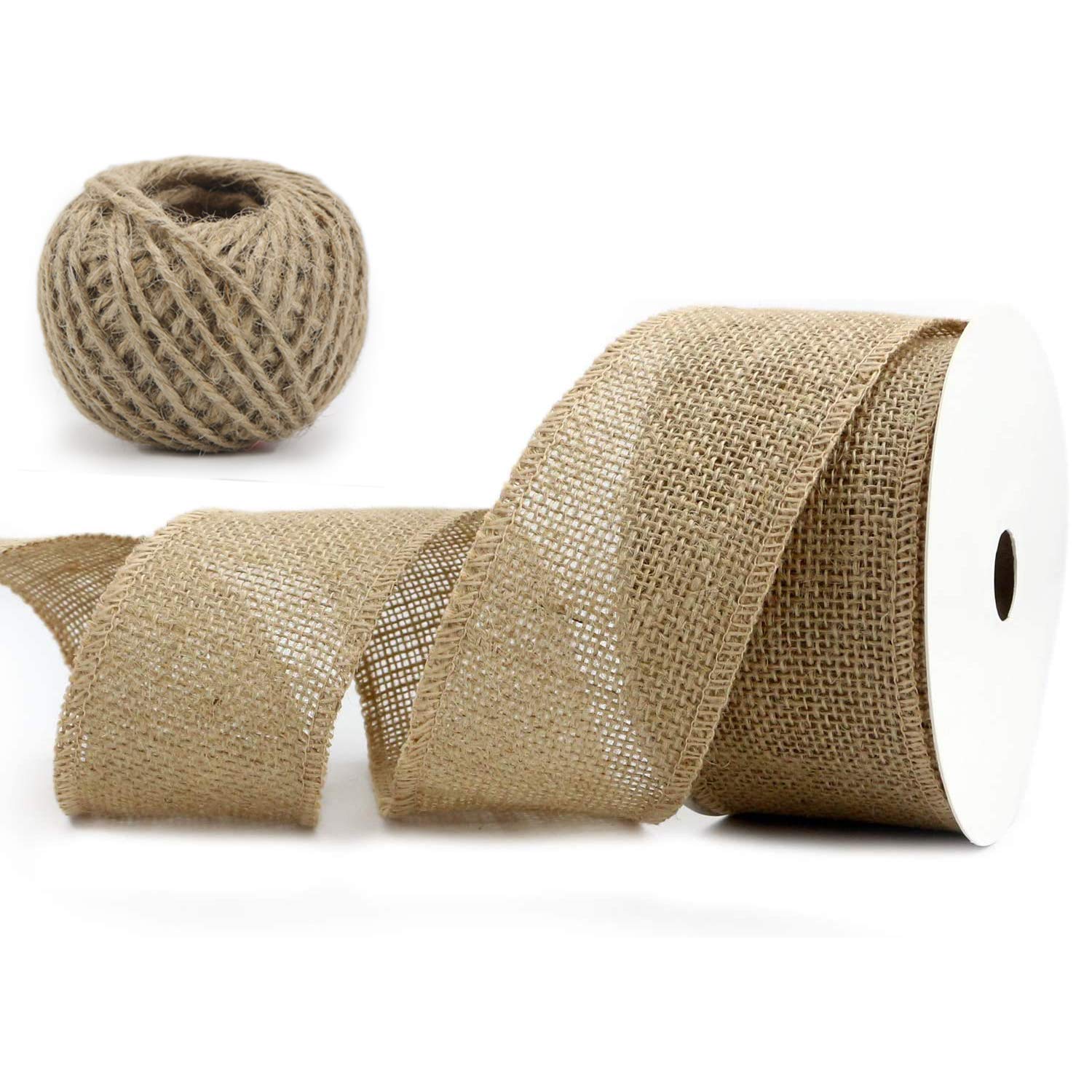 Midi Ribbon 2-1/2" Burlap Ribbon Fabric Craft Ribbon On Spool 10 Yards, Natural