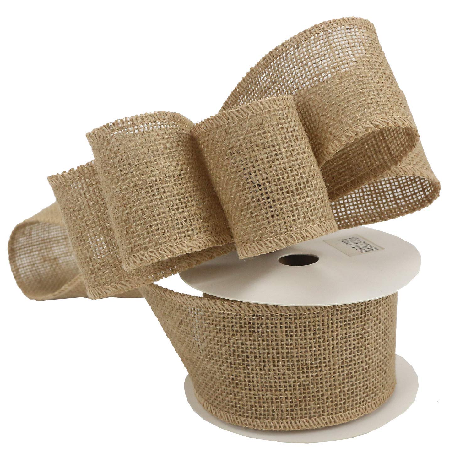 Midi Ribbon 2-1/2" Burlap Ribbon Fabric Craft Ribbon On Spool 10 Yards, Natural