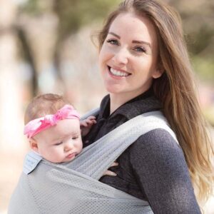 beachfront baby wrap - versatile water & warm weather baby carrier | made in usa with safety tested fabric, cpsia & astm compliant | lightweight, quick dry (silver wave, one size)