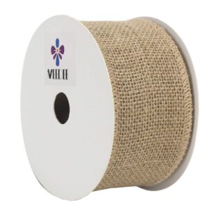 Midi Ribbon 2-1/2" Burlap Ribbon Fabric Craft Ribbon On Spool 10 Yards, Natural