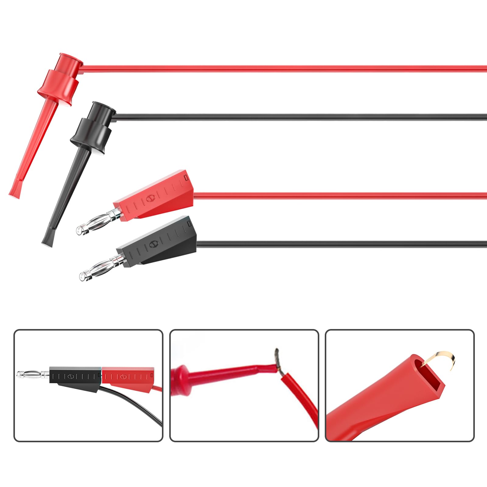 Goupchn Multimeter Test Leads Kit with Alligator Clips Banana Plug to Test Hook Clips Wire Replaceable Precision Sharp Probes Set for Multimeter Electrical Testing