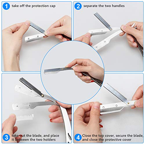 Ahier Beard Shaping Tools, 5-in-1 Beard Shaping Set with Straight Edge Razor and 10 P blade, Barber Pencil, Beard Trimming Scissors, Gift for Men