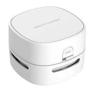 cotree portable white desk vacuum - mini small cute table cordless portable handheld cleaner for office, school or home 2aa battery (not included)