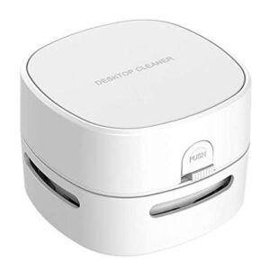 COTREE Portable White Desk Vacuum - Mini Small Cute Table Cordless Portable Handheld Cleaner for Office, School or Home 2AA Battery (Not Included)