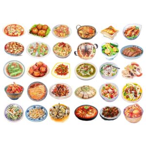 seasonstorm chinese dinner food menu aesthetic diary travel journal paper stickers scrapbooking stationery school office art supplies (pk520)