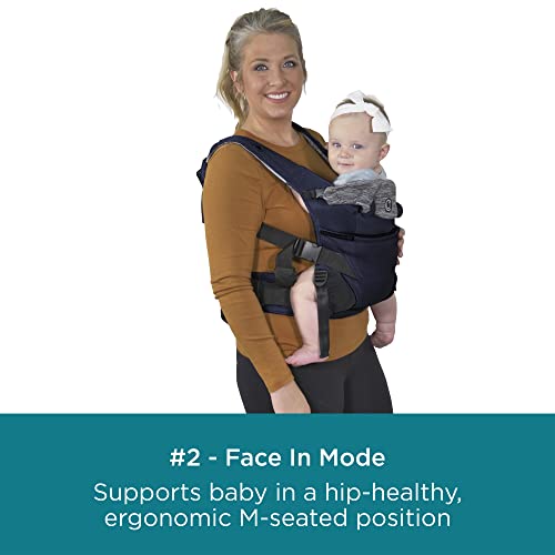 Contours Baby Carrier Newborn to Toddler | Journey GO 5 Position Convertible Easy-to-Use Baby Carrier with Pockets for Men and Women, Face in, Face Out, Front, Back & Hip (8-45 lbs) - Cosmos Navy