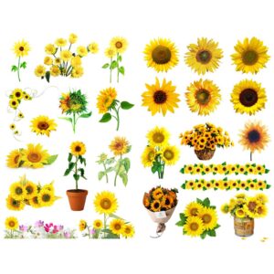 seasonstorm yellow sunflowers aesthetic diary travel journal paper stickers scrapbooking stationery